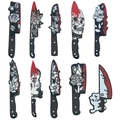 10-piece set of bloody knife acrylic charms for DIY gothic Halloween shoe decorations - Acrylic Printed Halloween Knife 10 Style Set (SN940)