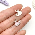 Pink and white enamel whale tail pendant for DIY jewelry making and bracelets - Pink Ocean Whale Style (21893)