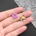 Purple enamel daisy flower charms with gold plating for DIY jewelry making - Purple Enamel Cherry Blossom (10959)