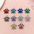 Set of 10 colorful glitter cat paw alloy charms with silver metal borders for DIY jewelry - Large Single Sided White K Mixed Style (SN1335)