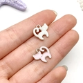 Cat alloy pendants in silver and pink enamel finish for DIY jewelry making - Pink Cat Style (21905)