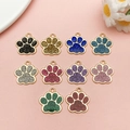 Colorful glitter cat paw alloy pendants in ten vibrant colors for DIY jewelry crafting - Large Single Sided Enamel KC Gold Mixed Style (SN1336)