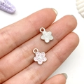DIY cherry blossom charms in pink enamel and silver alloy finish on fingertips - Pink Small Cherry Blossom Style (21911)