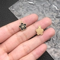 Pair of black and gold enamel cherry blossom pendants for DIY jewelry making - Black Enamel Small Cherry Blossom (12088)