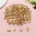 Ensemble de breloques océaniques dorées avec étoiles de mer, coquillages et hippocampes - Assortiment de Pendentifs Série Océan (SN1266)