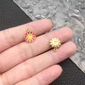 DIY red daisy flower pendant with gold metal alloy base and yellow enamel center - Red Enamel Small Daisy Flower (11073)