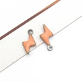 Pink coral lightning bolt stainless steel pendants with enamel finish for DIY jewelry - Silver Orange
