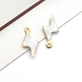 White enamel and gold lightning bolt charm for DIY necklaces and bracelets - Gold White