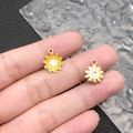 Yellow and white daisy flower enamel pendant charms with golden finish back for DIY jewelry - Yellow Enamel Small Daisy (11071)