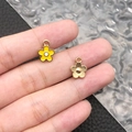Yellow enamel daisy and gold flower alloy pendants for DIY jewelry crafting on fingertip - Yellow Enamel Small Chrysanthemum (12251)