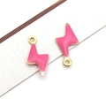 Lightning bolt pendant in pink enamel and gold finish for DIY jewelry making - Gold Fuchsia