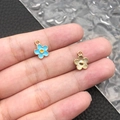 Blue enamel and golden textured daisy flower charms for DIY jewelry making - Lake Blue Enamel Small Chrysanthemum (12254)
