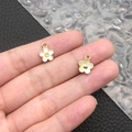 White enamel flower pendants with yellow centers and gold plating for DIY jewelry - White Enamel Daisy (12255)