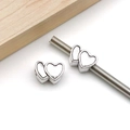 Perline doppie a cuore in argento per gioielli fai-da-te e accessori per bracciali - Stile Doppio Cuore Argento Antico (13231)