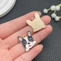 Detailed view of alloy French Bulldog charm showing the smooth enamel front and golden textured back - Gray Frenchie (23309)