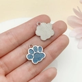 Pendentif patte de chat pailleté bleu avec dos en métal argenté pour bijoux DIY - Base Argentée Paillettes Bleu Ciel (23331)