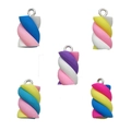 Colorful resin marshmallow pendants for DIY crafts with metal rings on white background - Resin Cotton Candy Pendant Set (SN168)