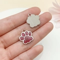 Pendentif patte pailleté rose rouge en alliage avec dos argenté pour bijoux personnalisés - Base Argentée Paillettes Rose Vif (23333)