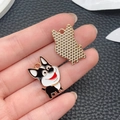 Ciondolo cane Boston Terrier in lega smaltata nero e bianco per gioielli fai da te - Stile Husky Nero (23293)