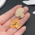 Ciondolo a forma di cane in smalto arancione con retro dorato per gioielli fai da te - Stile Golden Retriever Marrone Arancio (23294)