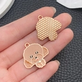 Ciondolo barboncino in lega dorata con smalto marrone per creazione di gioielli - Stile Cane Teddy Marrone (23295)