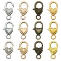 Fermoirs mousquetons en forme de cœur en alliage de zinc en 12 styles pour bijoux DIY - Ensemble de Grands Mousquetons (SN218)