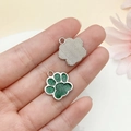 Pendentif patte pailletée verte en alliage argenté pour la création de bijoux DIY - Base Argentée Paillettes Vertes (23337)