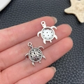 Pendentifs tortue marine en métal argent antique pour bijoux DIY et porte-clés - Tortue de Mer (22288)
