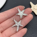 Lot de pendentifs étoile de mer argent antique texturés pour bijoux DIY - Étoile de Mer (22290)