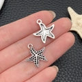 Pendentif étoile de mer en argent antique pour bijoux DIY et porte-clés - Étoile de Mer (22292)