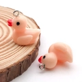 Pink resin duckling pendants with silver rings for DIY jewelry craft making - Orange Pink (17219)