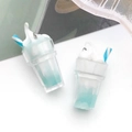 DIY blue drink pendants with white cream topping and metal rings for keychains - Lake Blue Sundae Cup
