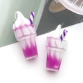 DIY purple and white resin ice cream charm with spiral cream and purple striped straw - Purple Sundae Cup