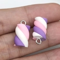 Rosa weiß lila Spiral-Harz-Marshmallow-Anhänger mit Silberöse für DIY-Bastelarbeiten - Rosa Lila Weiß Spiral Marshmallow (16418)