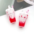 Miniature strawberry sundae ice cream pendant with resin cream and red syrup details - Red Sundae Cup