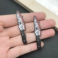 Gothic acrylic kitchen knife charms with floral patterns and blood splatter effects - Black Acrylic With Flower Knife (19282)