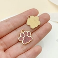 Pendentif patte de chat doré avec paillettes rouges et dos en métal strié pour bijoux DIY - Base Dorée Paillettes Rouges (23320)