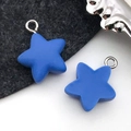 Pair of matte blue star pendants with silver rings for DIY jewelry and crafts - Sapphire Blue