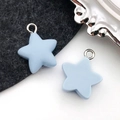 Light blue pentagram star resin pendant charms with silver loops for DIY jewelry making - Lake Blue