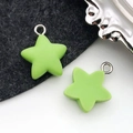 DIY jewelry making supplies featuring light green matte resin five-pointed star pendants - Grass Green