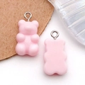 Colgantes de oso de resina rosa con ojal de metal para joyería DIY y manualidades - Rosa (17164)