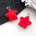 Red candy-colored star pendants with silver metal rings for DIY jewelry and crafts - Red