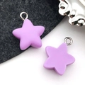 DIY purple resin star pendant with matte finish and silver ring for jewelry making - Purple
