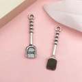 Antique silver shovel alloy pendant with LOVE engraving for DIY jewelry making - Antique Silver Cutlery Spatula (8833)