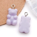 Colgantes de oso de resina morada translúcida con anillos de plata para joyería DIY - Púrpura (17166)