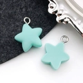 DIY pentagram resin star pendants in mint green matte finish for handmade jewelry crafts - Light Blue