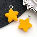 DIY yellow resin star pendants with silver hooks for handmade jewelry and keychains - Yellow