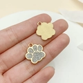 Pendentif patte de chien doré avec paillettes argentées pour création de bijoux DIY - Base Dorée Paillettes Blanches (23324)