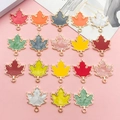 Colorful maple leaf alloy pendants for DIY jewelry making in multiple pearlized finishes - Mixed Multicolor Style