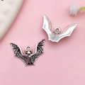 Antique silver bat charms for DIY jewelry making with detailed embossed wings texture - Antique Silver Bat Pendant (4081)